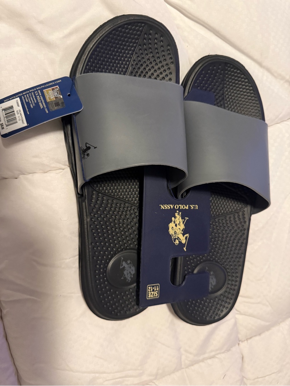 U.S. Polo Assn. Men's Black and Gray Slide Sandals